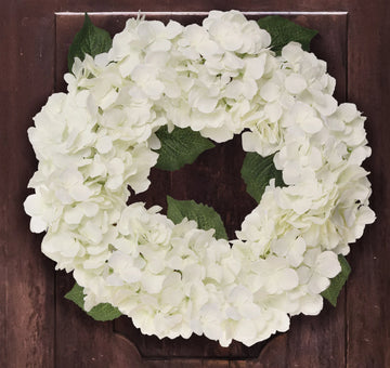 Artificial White Hydrangea Wreath - 18" Hydrangea Wreath ArtificialFlowers